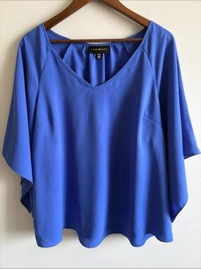 Lane Bryant Cobalt Blue Flutter Sleeve Blouse Size 14/16 Plus